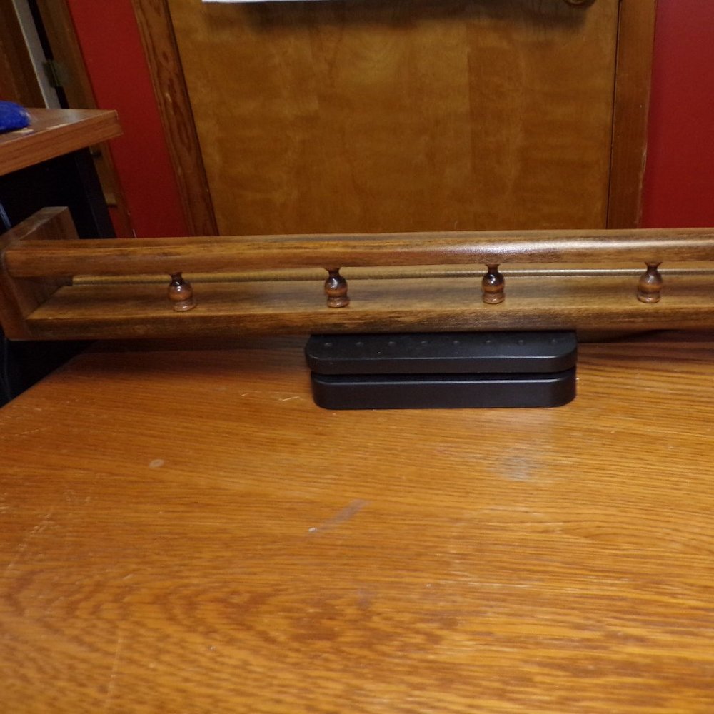 Vintage Wood Wall Shelf 24" Spindle Rail Plate Groove Traditional Farmhouse